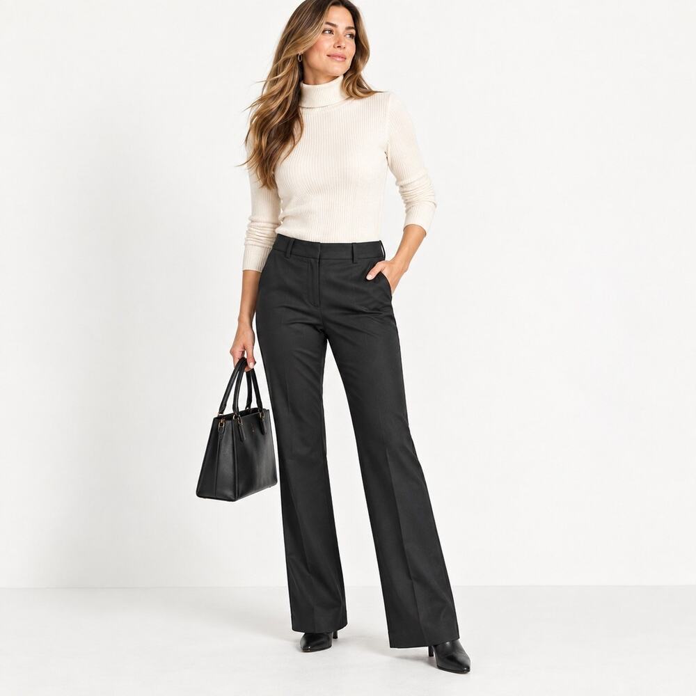 Eddie Bauer Blakely Fit Wool Pants Women 10 Black Bootcut Trouser Lined Career
